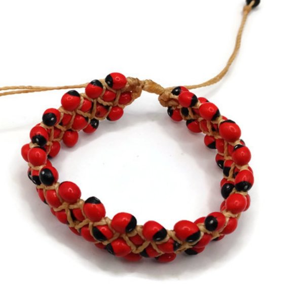Handmade Huayruro seed thread bracelet Spiritual amulet - Picture 1 of 8